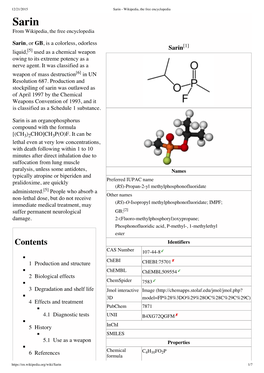 Sarin - Wikipedia, the Free Encyclopedia Sarin from Wikipedia, the Free Encyclopedia