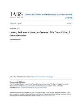 An Overview of the Current State of Genocide Studies