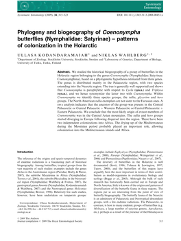 Phylogeny and Biogeography of Coenonympha Butterflies (Nymphalidae: Satyrinae) – Patterns of Colonization in the Holarctic