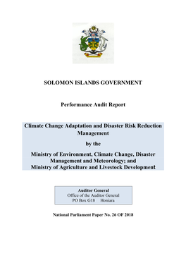 Climate Change Adaptation and Disaster Risk Reduction Management