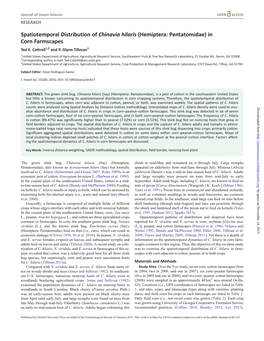 Spatiotemporal Distribution of Chinavia Hilaris (Hemiptera: Pentatomidae) in Corn Farmscapes Ted E