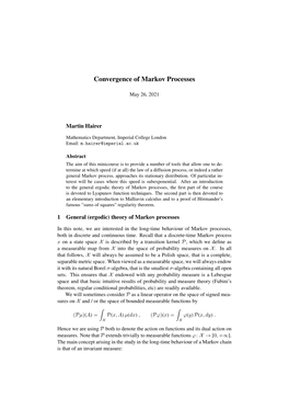 Convergence of Markov Processes