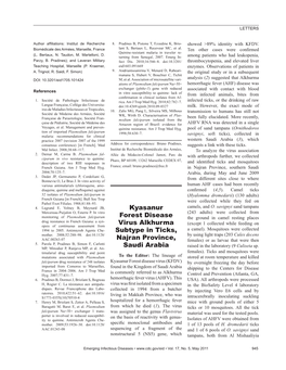 Kyasanur Forest Disease Virus Alkhurma Subtype in Ticks, Najran