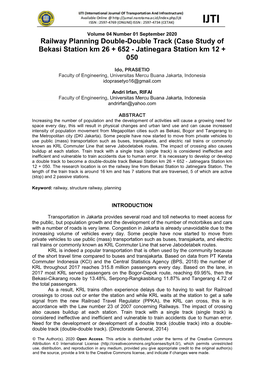 Railway Planning Double-Double Track (Case Study of Bekasi Station Km 26 + 652 - Jatinegara Station Km 12 + 050