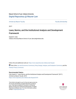 Laws, Norms, and the Institutional Analysis and Development Framework