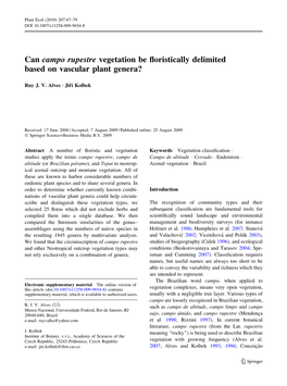 Can Campo Rupestre Vegetation Be Floristically Delimited Based On