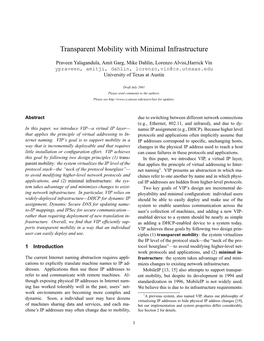 Transparent Mobility with Minimal Infrastructure