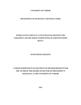 Women Involvement in Cattle Rustling Between the Marakwet and the Pokot Communities of North-Western Kenya