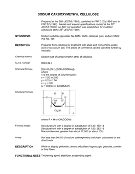 Sodium Carboxymethyl Cellulose