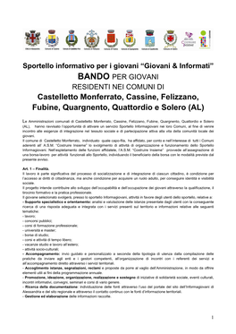 Castelletto Monferrato, Cassine, Felizzano, Fubine, Quargnento, Quattordio E Solero (AL)
