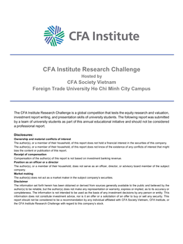 CFA Society Vietnam Foreign Trade University Ho Chi Minh City Campus