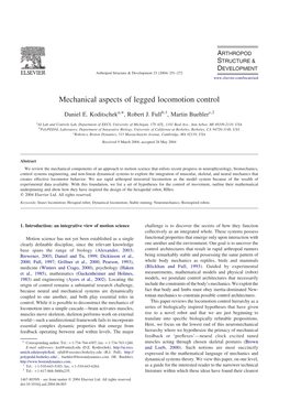 Mechanical Aspects of Legged Locomotion Control