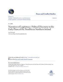 Narratives of Legitimacy: Political Discourse in the Early Phase of the Troubles in Northern Ireland Sissel Rosland University of Bergen, Sissel.Rosland@Ahkr.Uib.No