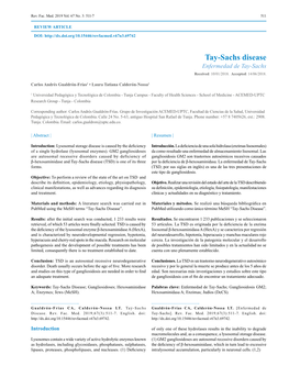 Tay-Sachs Disease Enfermedad De Tay-Sachs Received: 10/01/2018