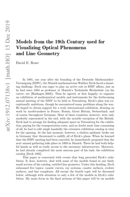 Models from the 19Th Century Used for Visualizing Optical Phenomena and Line Geometry