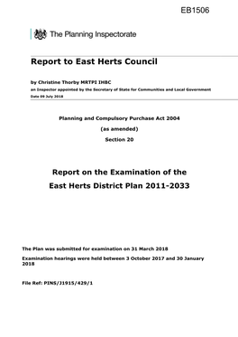 East Herts District Plan 2011-2033