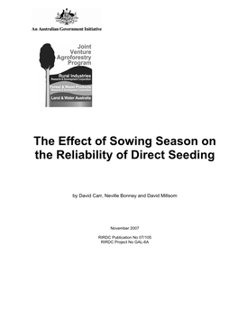 The Effect of Sowing Season on the Reliability of Direct Seeding