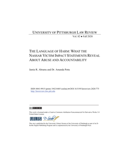 The Language of Harm: What the Nassar Victim Impact Statements Reveal About Abuse and Accountability