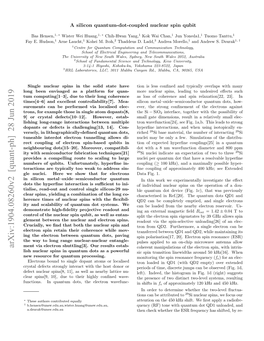 Arxiv:1904.08260V2 [Quant-Ph] 28 Jun 2019 Ment Via Electron Shuttling[3]