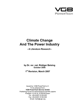 Climate Change and the Power Industry - a Literature Research