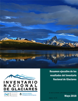 Resumen Ejecutivo De Los Resultados Del Inventario Nacional De Glaciares