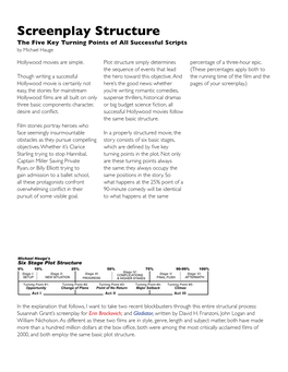 Screenplay Structure the Five Key Turning Points of All Successful Scripts by Michael Hauge