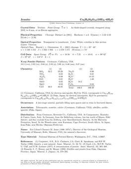 Jennite Ca9h2si6o18(OH)8 ² 6H2O C 2001 Mineral Data Publishing, Version 1.2 ° Crystal Data: Triclinic