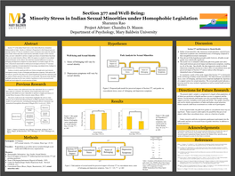 Minority Stress in Indian Sexual Minorities Under Homophobic Legislation Sharanya Rao Project Adviser: Chandra D