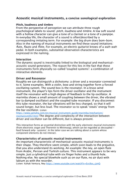 Acoustic Musical Instruments, a Concise Sonological Exploration