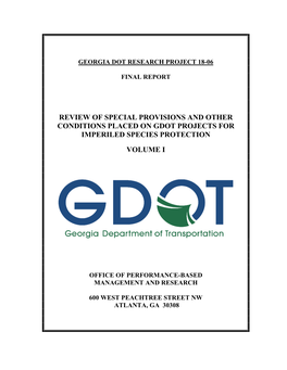 Review of Special Provisions and Other Conditions Placed on Gdot Projects for Imperiled Species Protection