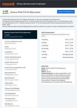 28 Bus Dienstrooster & Lijnroutekaart