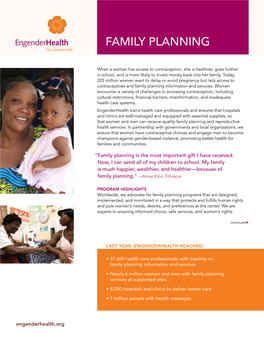 TITLE Family Planning