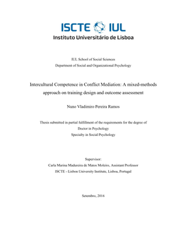 Intercultural Competence in Conflict Mediation: a Mixed-Methods Approach on Training Design and Outcome Assessment