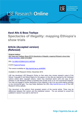 Spectacles of Illegality: Mapping Ethiopia's Show Trials