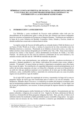 Hébridas Y Costa Occidental De Escocia: La Importancia Social Y Cultural De Las Comunidades Pesqueras Costeras Y Su Contribución a La Seguridad Alimentaria