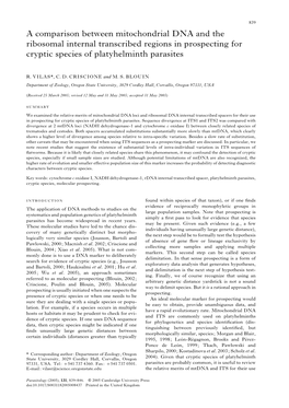 A Comparison Between Mitochondrial DNA and the Ribosomal Internal Transcribed Regions in Prospecting for Cryptic Species of Platyhelminth Parasites