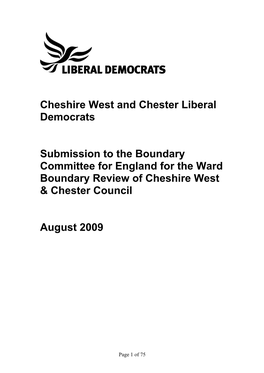 Cheshire West and Chester Liberal Democrats Submission to the Boundary Committee for England for the Ward Boundary Review of Cheshire West & Chester Council