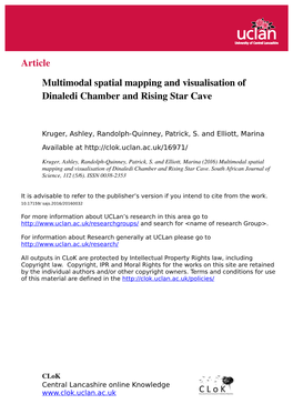 Multimodal Spatial Mapping and Visualisation of Dinaledi Chamber and Rising Star Cave