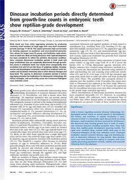 Dinosaur Incubation Periods Directly Determined from Growth-Line Counts in Embryonic Teeth Show Reptilian-Grade Development