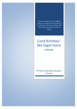 Lord Krishna-The Jagat Guru