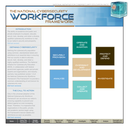 The National Cybersecurity Workforce Framework (“The Framework”) to Provide a Analyze Investigate Common Understanding of and Lexicon for Cybersecurity Work