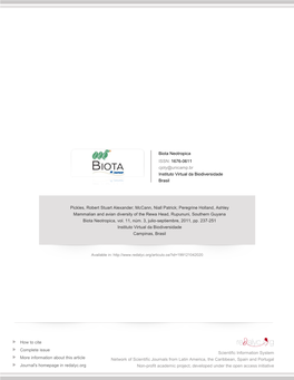 Redalyc.Mammalian and Avian Diversity of the Rewa Head