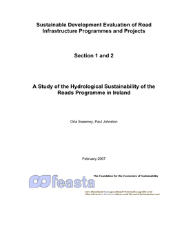 Sustainable Development Evaluation of Road Infrastructure Programmes and Projects Section 1 and 2 a Study of the Hydrological Su