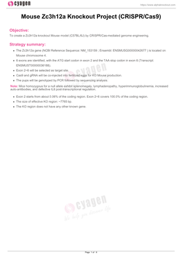 Mouse Zc3h12a Knockout Project (CRISPR/Cas9)