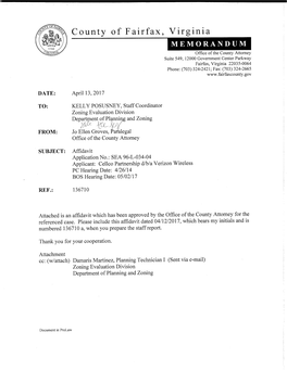 Affidavit Application No.: SEA 96-L-034-04 Applicant: Cellco Partnership D/B/A Verizon Wireless PC Hearing Date: 4/26/14 BOS Hearing Date: 05/02/17