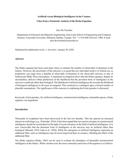 Clues from a Stochastic Analysis of the Drake Equation Alex De