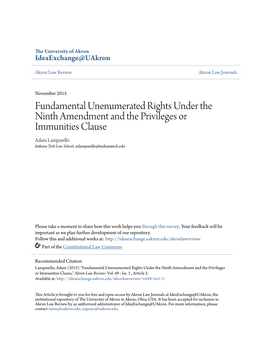 Fundamental Unenumerated Rights Under the Ninth Amendment And