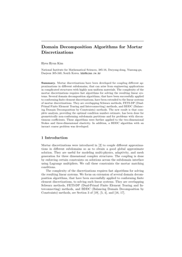 Domain Decomposition Algorithms for Mortar Discretizations