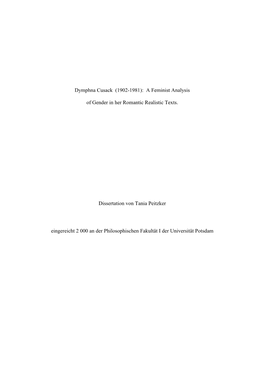 Dymphna Cusack (1902-1981): a Feminist Analysis