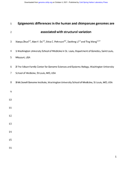 Epigenomic Differences in the Human and Chimpanzee Genomes Are Associated with Structural Variation